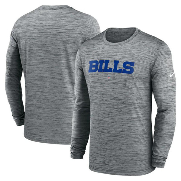 Men's Buffalo Bills Heather Gray Sideline Team Velocity Performance Long Sleeve T-Shirt